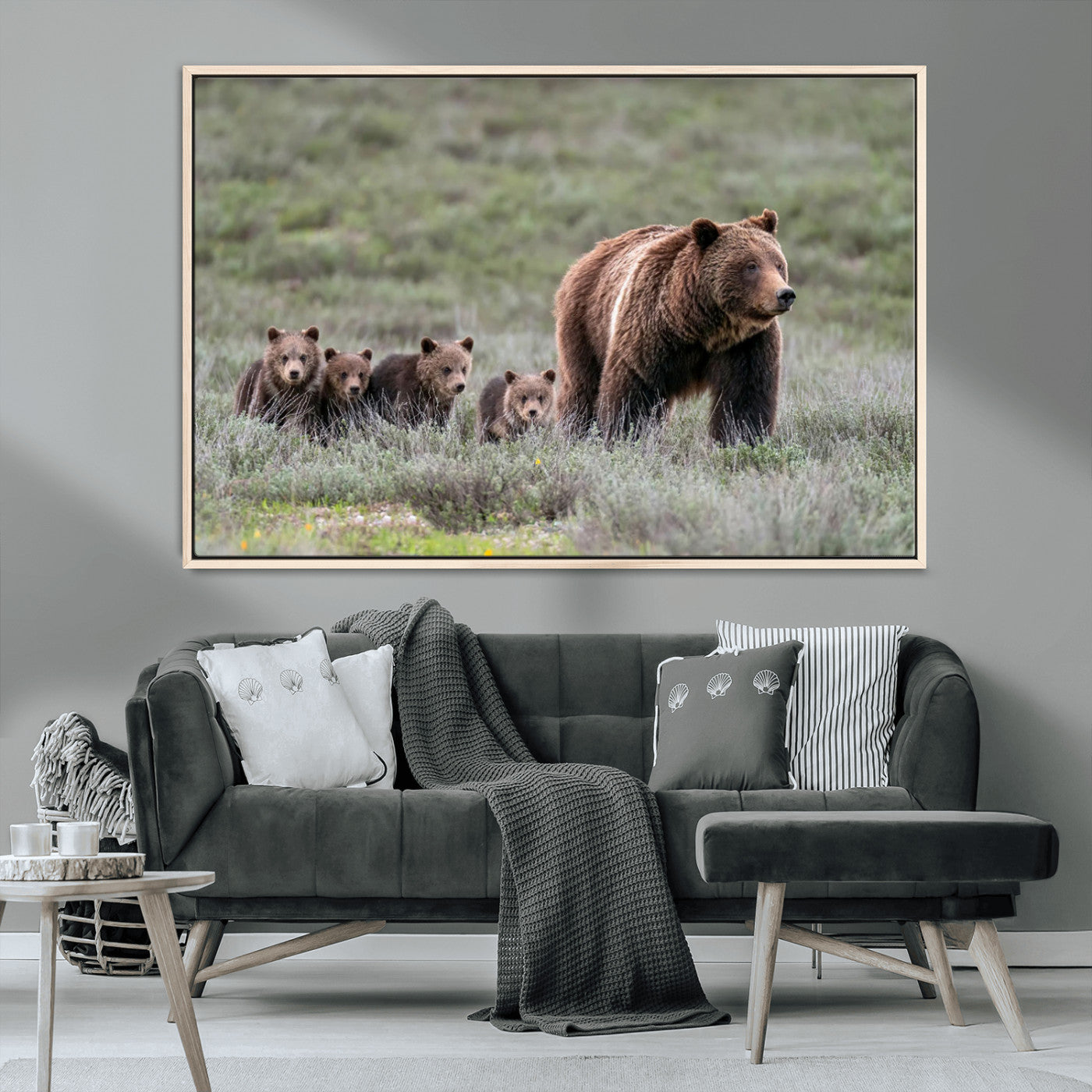 MGV-FC-36X24 - Wildlife Photography of 399 Grizzly Bear Cubs | Queen of the Tetons Canvas Wall Art Print