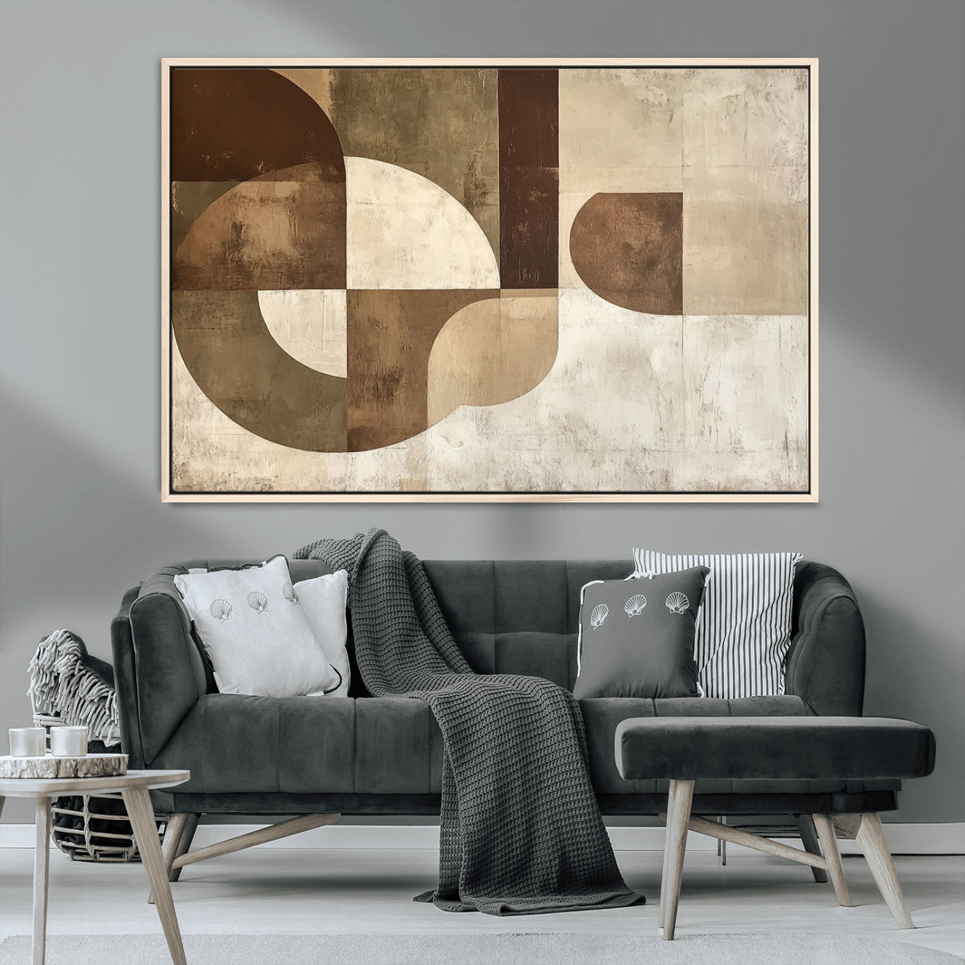 MGV-FC-36X24 - Wabi Sabi Geometric Wall Art | Abstract Modern Minimalist Canvas Print with Neutral Mid Century Art