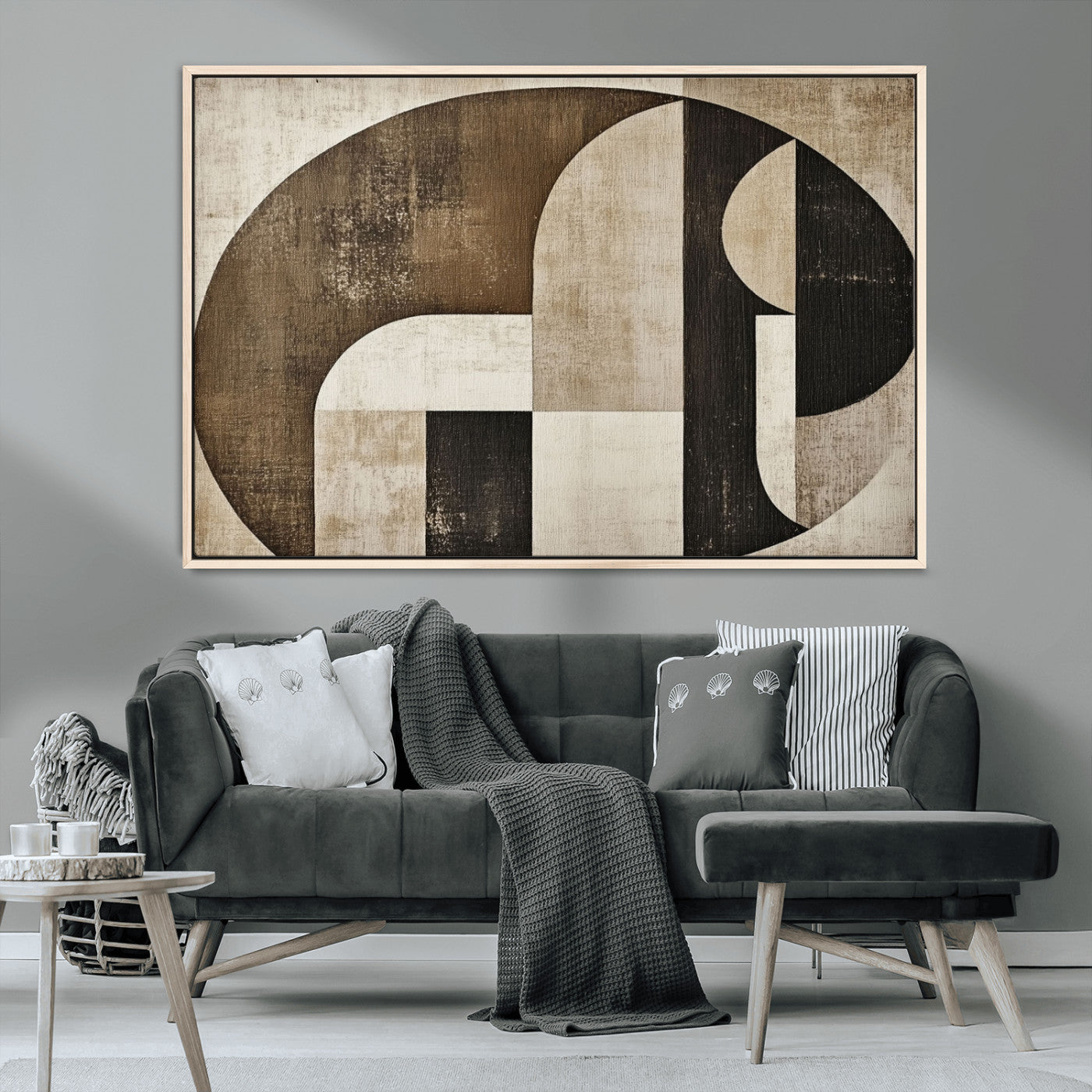 MGV-FC-36X24 - Wabi Sabi Abstract Wall Art | Geometric Modern Minimalist Canvas Print with Neutral Mid Century Art