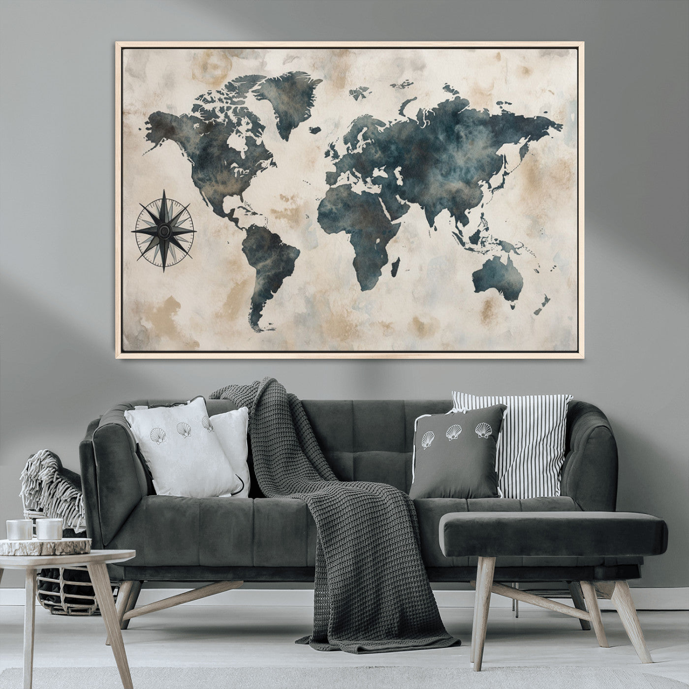 MGV-FC-36X24 - Push Pin World Map Canvas Print – Framed Wall Art for Couples to Track Their Travels – Anniversary