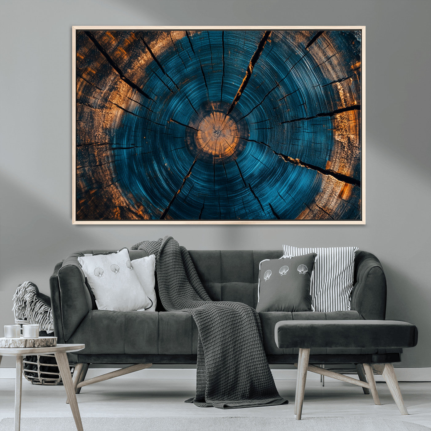 MGV-FC-36X24 - Abstract Tree Rings Wall Art Canvas Print - Wood Grain Rings Artwork Print - Nature Woodland Modern
