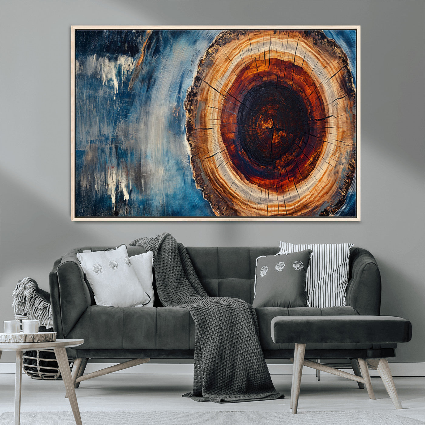 MGV-FC-36X24 - Abstract Tree Rings Wall Art Canvas Print - Wood Grain Rings Canvas Print - Nature Woodland Wall