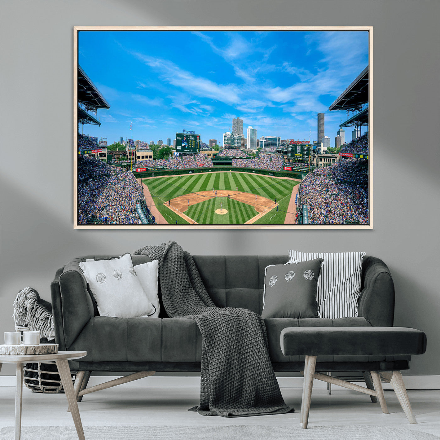 MGV-FC-36X24 - Wrigley Field Chicago Cubs Panoramic Art Multi Piece Canvas - Iconic Baseball Stadium Print for