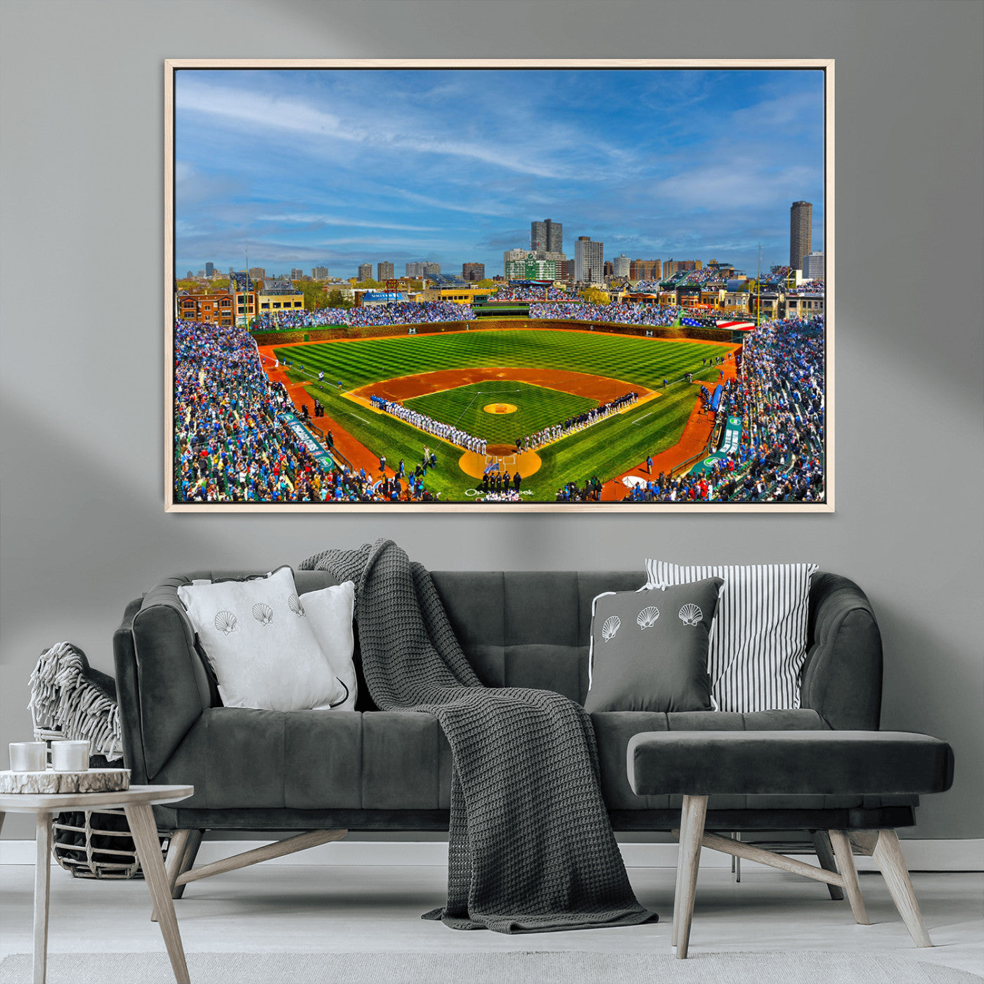 MGV-FC-36X24 - Wrigley Field Chicago Cubs Panoramic Multi Piece Canvas Wall Art - Iconic Baseball Stadium Canvas