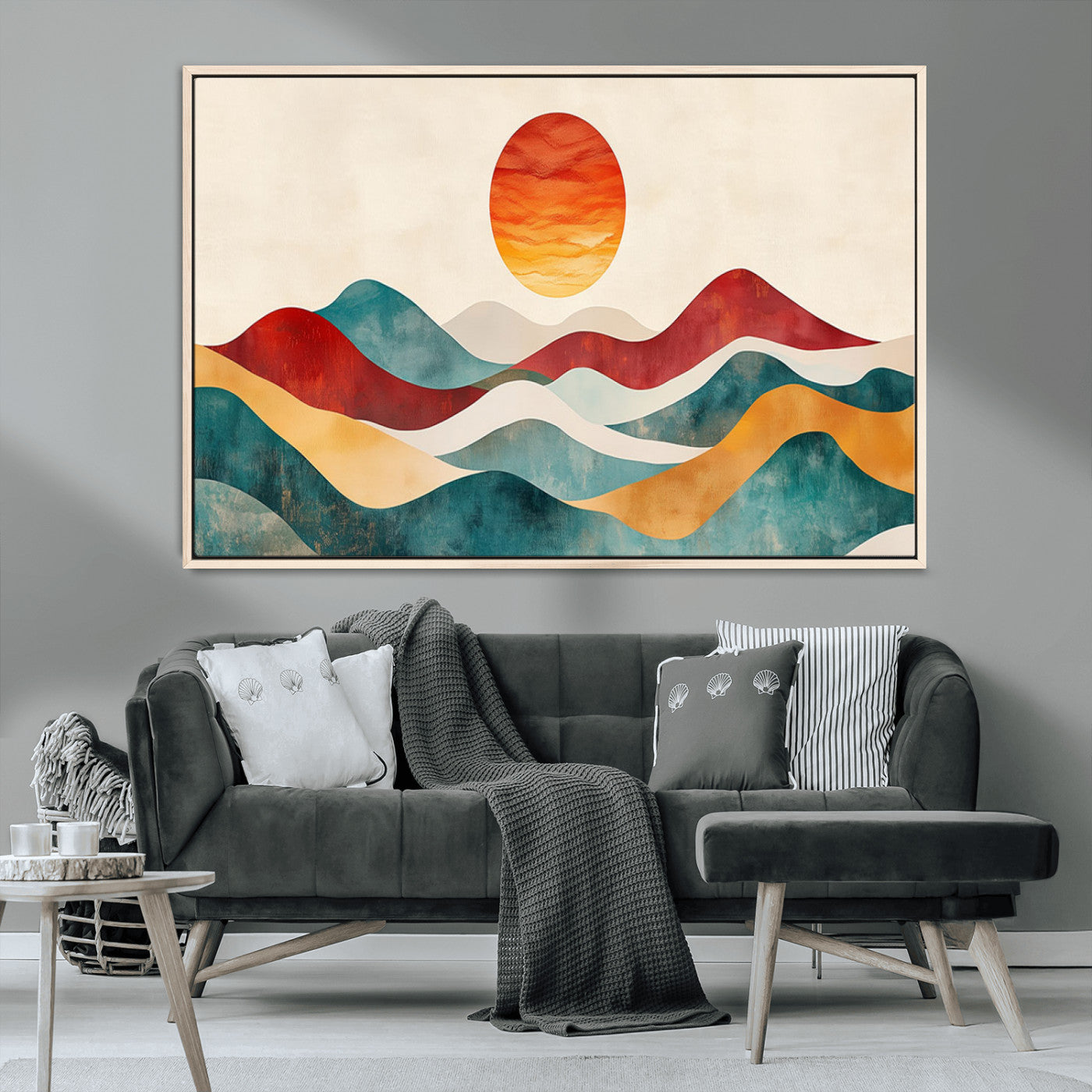 MGV-FC-36X24 - Southwest Mountain Canvas - Boho Triptych Wall Art - Rustic Woodland Nursery Decor - Abstract Nature