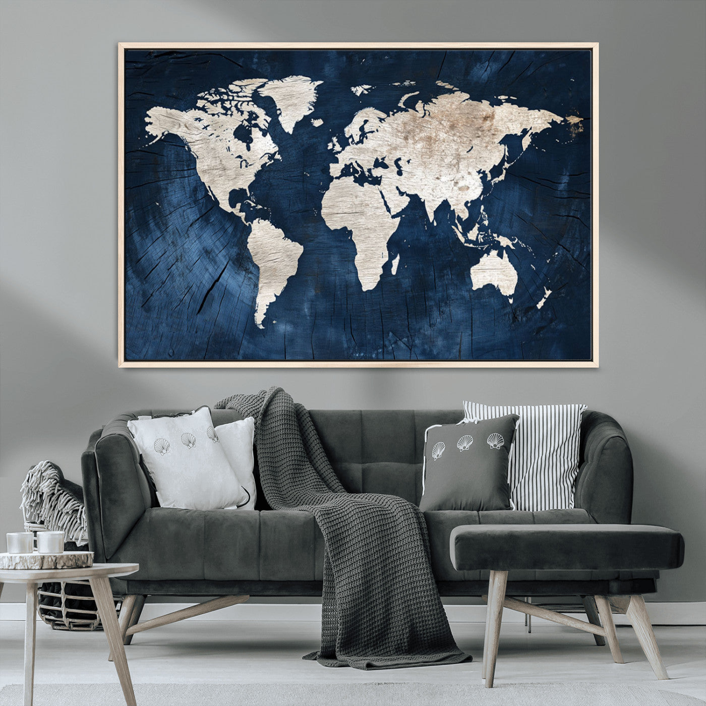 MGV-FC-36X24 - Push Pin World Map Canvas Print – Framed Wall Art for Couples to Track Their Travels – Anniversary