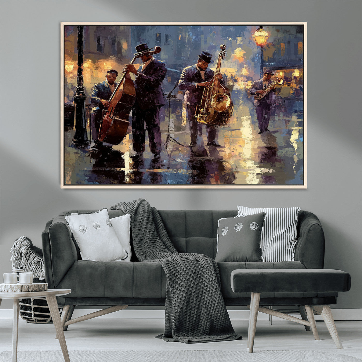 MGV-FC-36X24 - Afro Abstract Jazz Music Canvas Print - African American Wall Art - Colorful Framed Afro Abstract