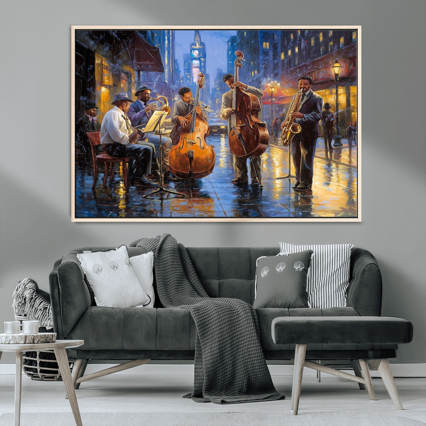 MGV-FC-36X24 - Colorful Jazz Wall Art - African American Music Canvas Print - Framed Abstract Music Poster for Home