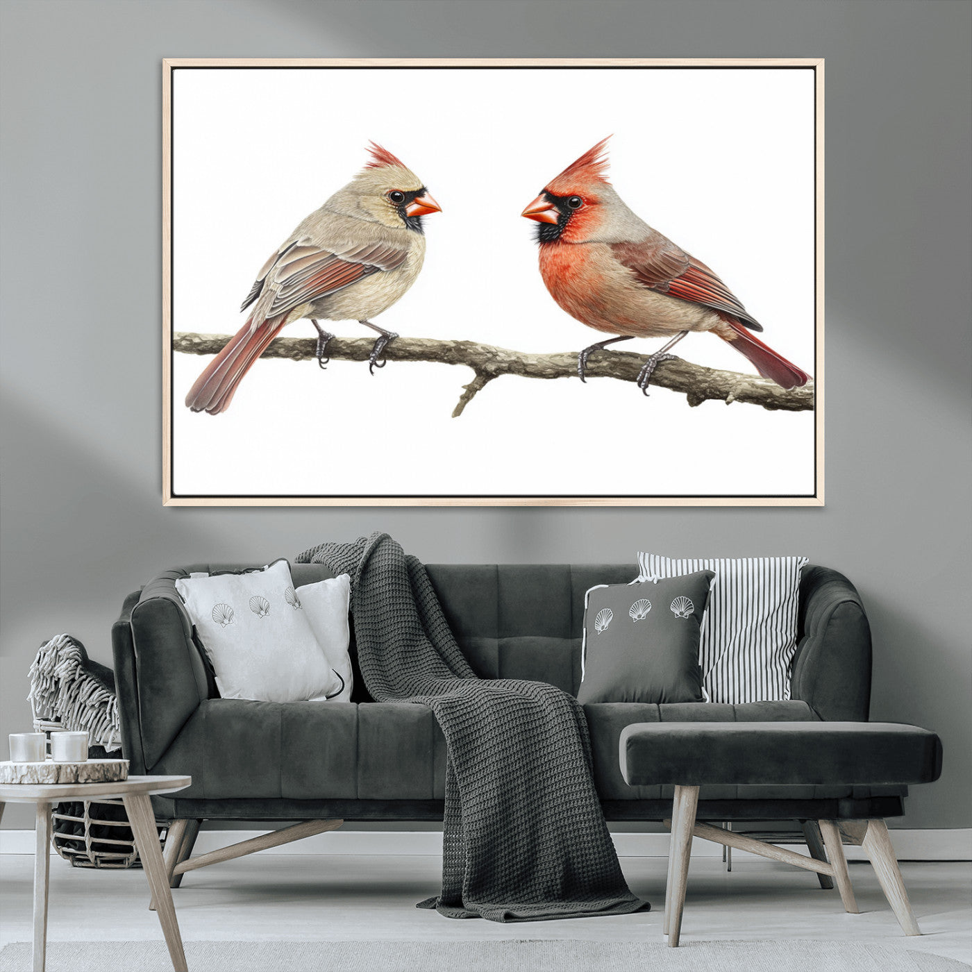 MGV-FC-36X24 - Cardinal Canvas Wall Art - Male and Female Cardinal Print - Nature-Inspired Bird Wall Decor for Home