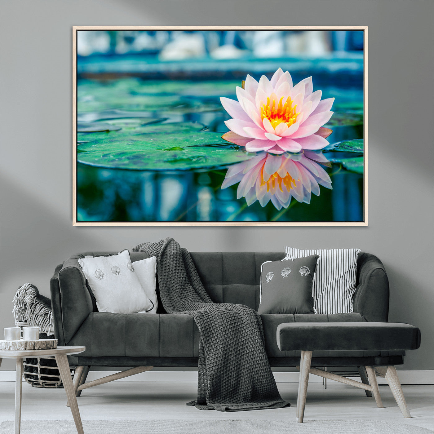 MGV-FC-36X24 - Lotus Flower Wall Art Canvas Print, Water Lily Large Wall Art Canvas Print for Yoga Room Decor,