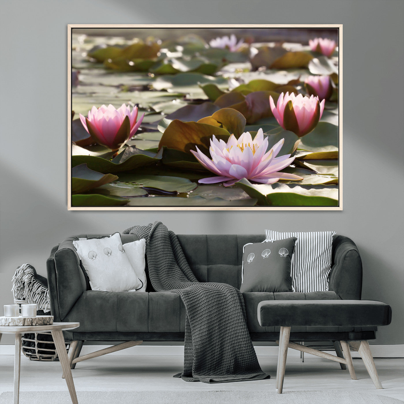 MGV-FC-36X24 - Lotus Flower Wall Art Canvas Print, Water Lily Large Wall Art Canvas Print for Yoga Room Decor,
