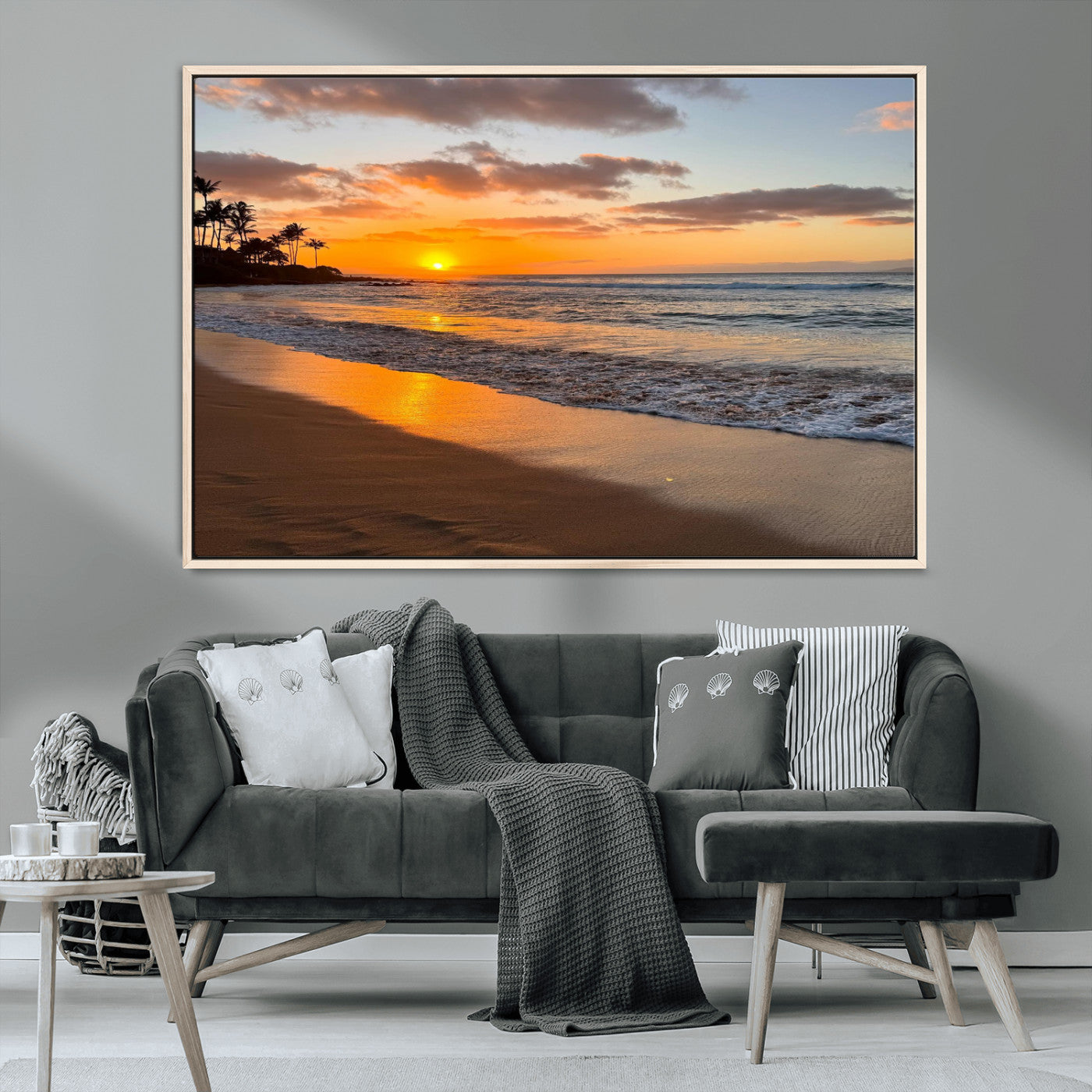 MGV-FC-36X24 - Sunset Wall Art Print - Stunning Beach Sunset Canvas Artwork for Elegant Home or Office Coastal