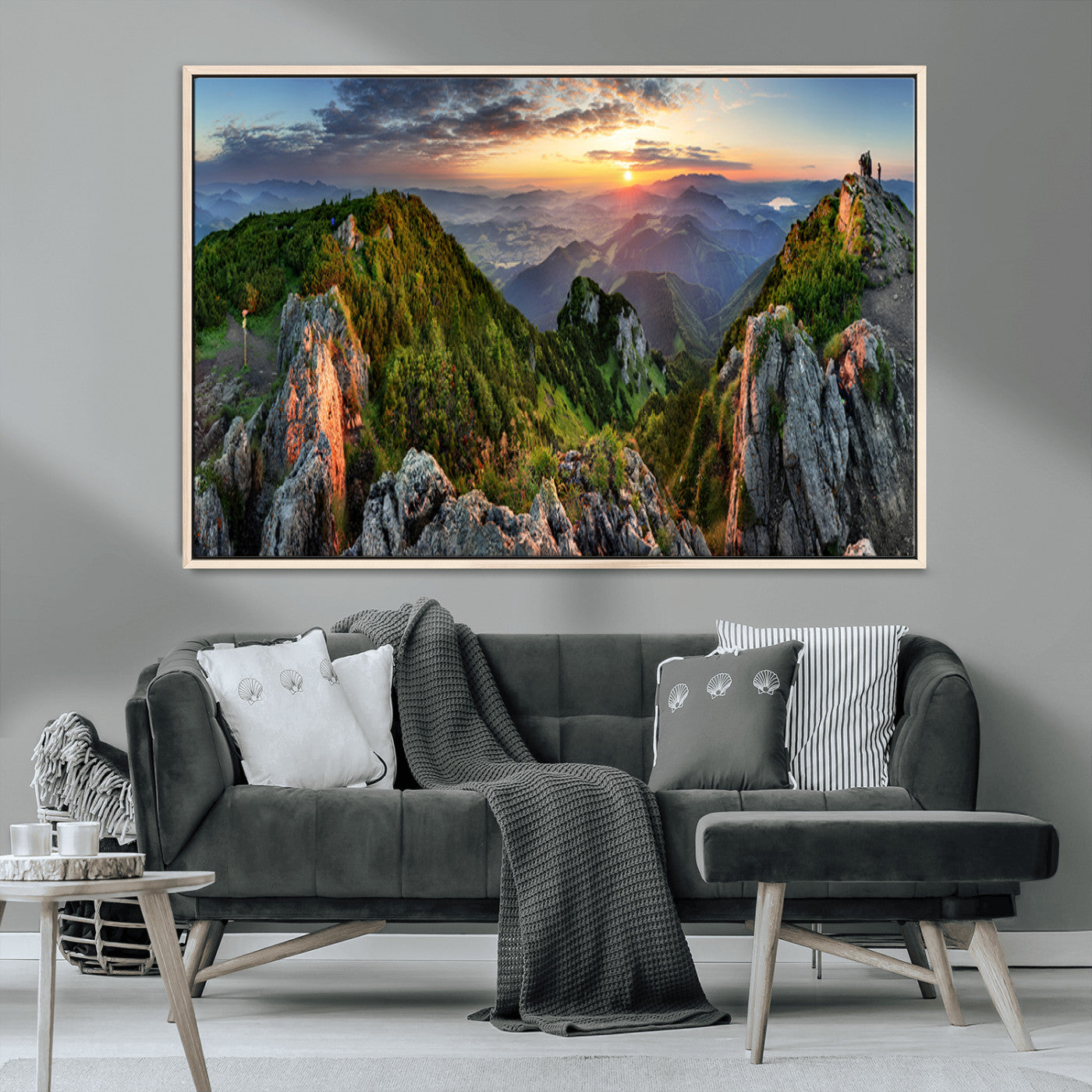 MGV-FC-36X24 - Mountain Sunset Panoramic Canvas Print – Scenic Wilderness Landscape, Majestic Summit , Multi-Panel