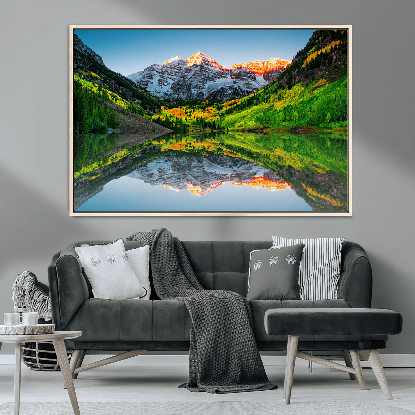 MGV-FC-36X24 - Maroon Bells Lake Print Wall Art – Majestic Colorado Mountain Landscape, Autumn Reflection,