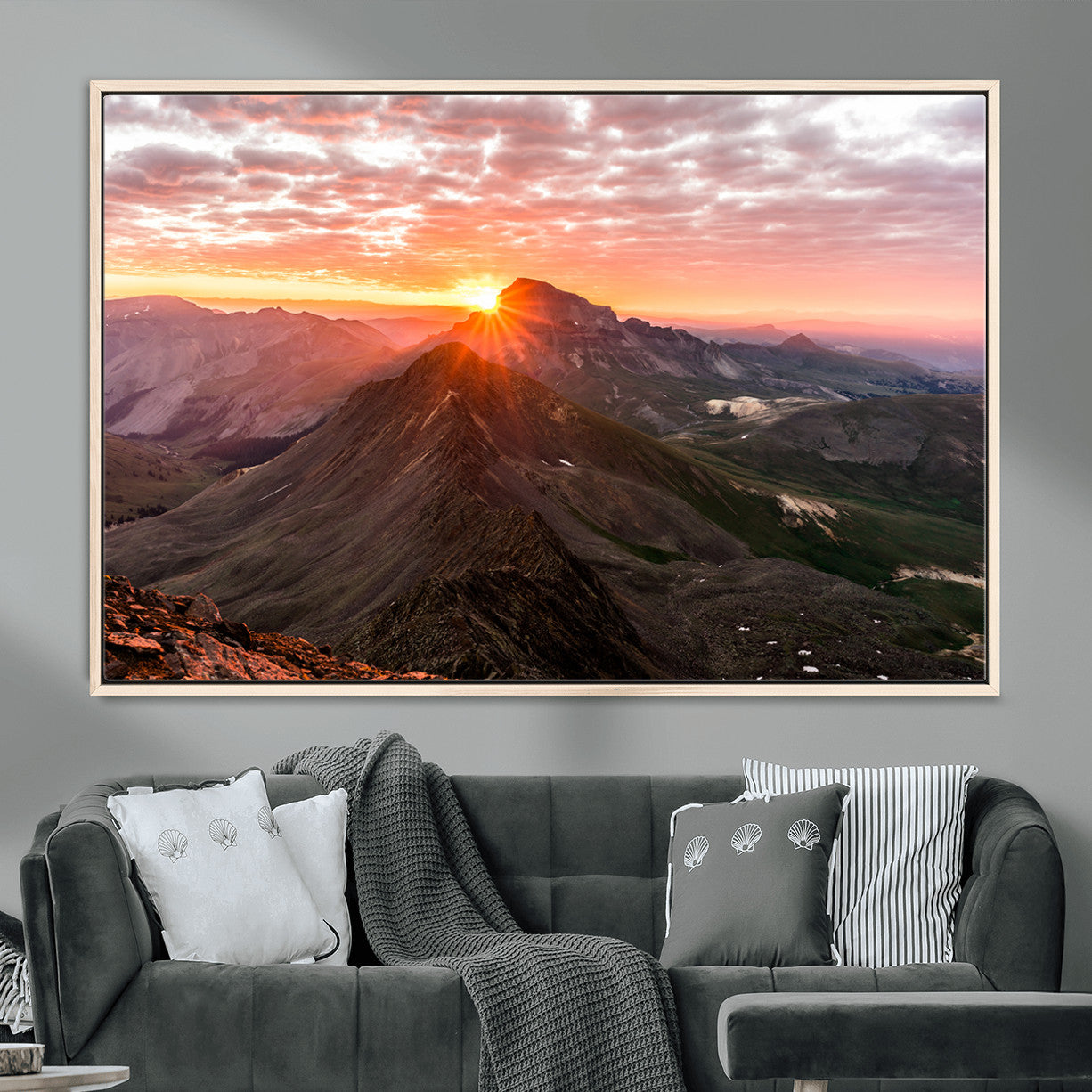 MGV-FC-36X24 - Majestic Sunrise Wall Art – Canvas Print of Rugged Mountain Peaks, Vibrant Sky, Serene Landscape, Nature Decor for Home or Office