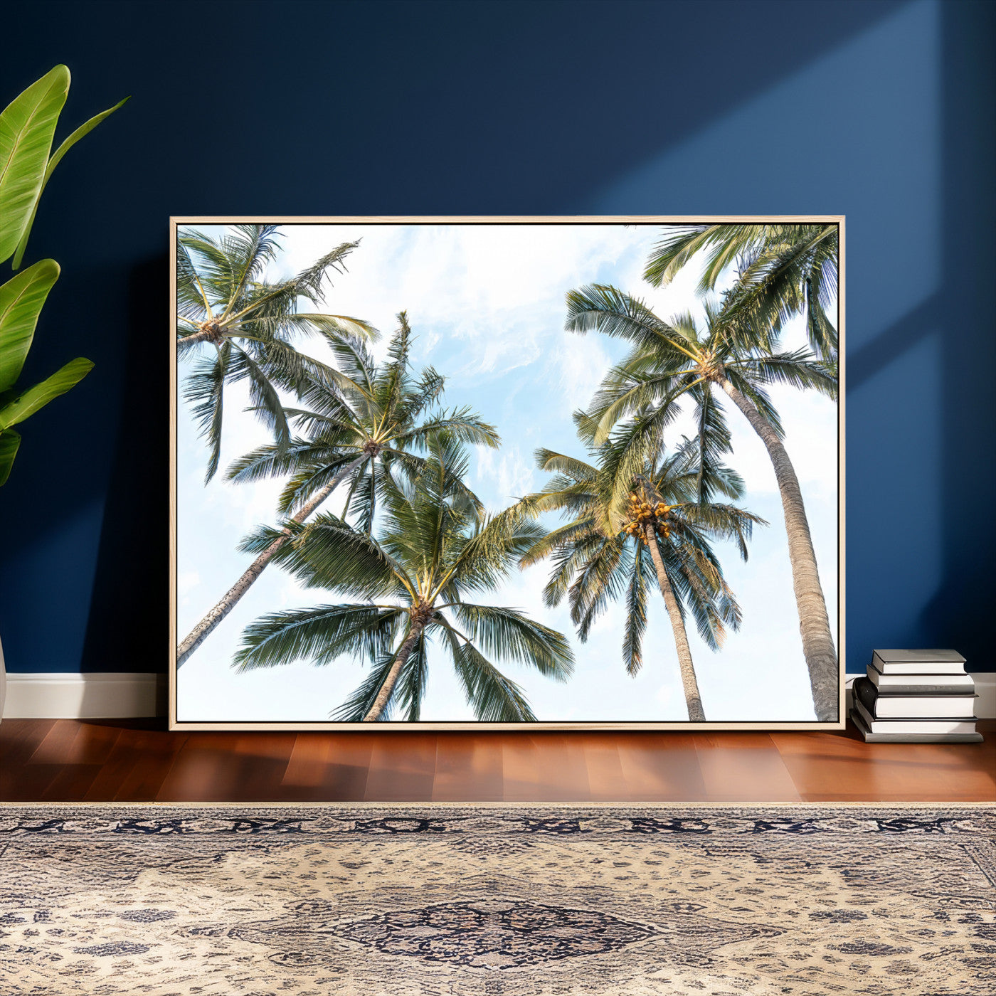 87247012-MGV-CV-36X24 - Tropical Palm Trees Wall Art – Sunlit Leaves & Blue Sky Canvas Print, Island Breeze and Vacation Vibes for Office or Home Decor