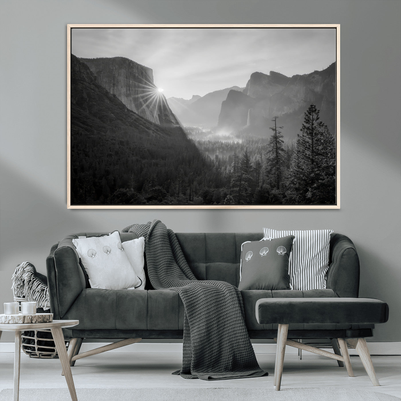 MGV-FC-36X24 - Yosemite Valley Wall Art Canvas Print, Framed El Capitan Sunrise Art Picture Print, Misty Mountain Perfect Modern Rustic Decor Artwork
