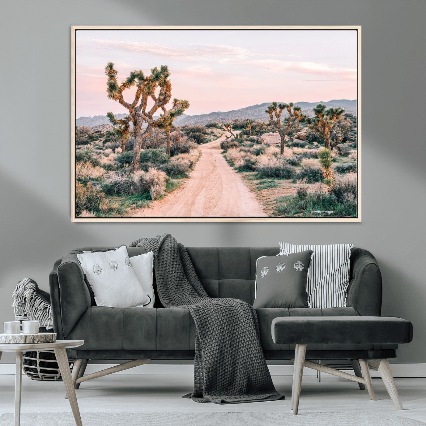 MGV-FC-36X24 - Joshua Tree Park Wall Art Canvas Print, Framed Desert Road Art Picture Print, Sunset Drive Perfect Southwestern Boho Decor Artwork