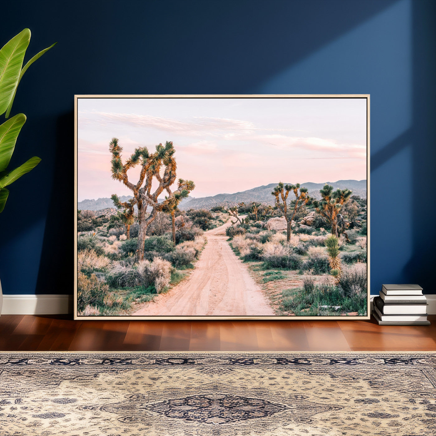 12540952-MGV-CV-36X24 - Desert Trail Wall Art – Canvas Print of Joshua Trees & Sunset Glow, Sandy Path Wilderness, Scenic Nature Escape Decor for Living Room, Office or Bedroom