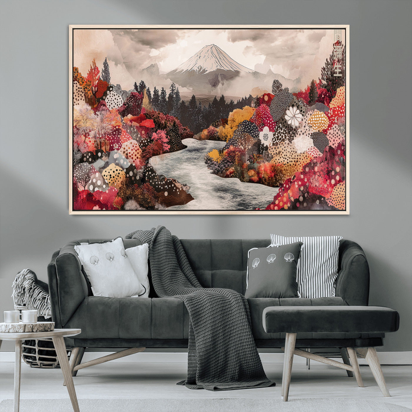MGV-FC-36X24 - Mountain Wall Art Wall Art Canvas Print, Framed Autumn Forest Art Picture Print, Cottagecore Landscape Perfect Cottagecore Boho Decor Artwork