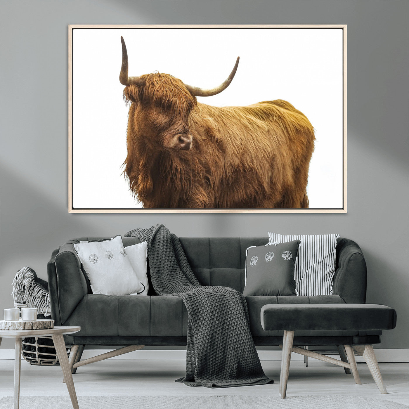 MGV-FC-36X24 - Highland Cow Wall Art Canvas Print, Framed Farmhouse Wall Art Art Picture Print, Rustic Animal Decor Perfect Rustic Farmhouse Decor Artwork