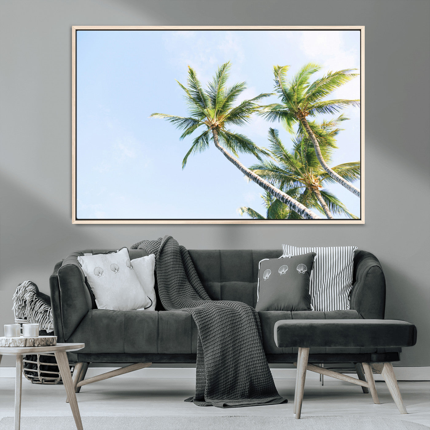 MGV-FC-36X24 - Palm Trees Wall Art Canvas Print, Framed Tropical Art Picture Print, Coastal Perfect Tropical Decor Artwork