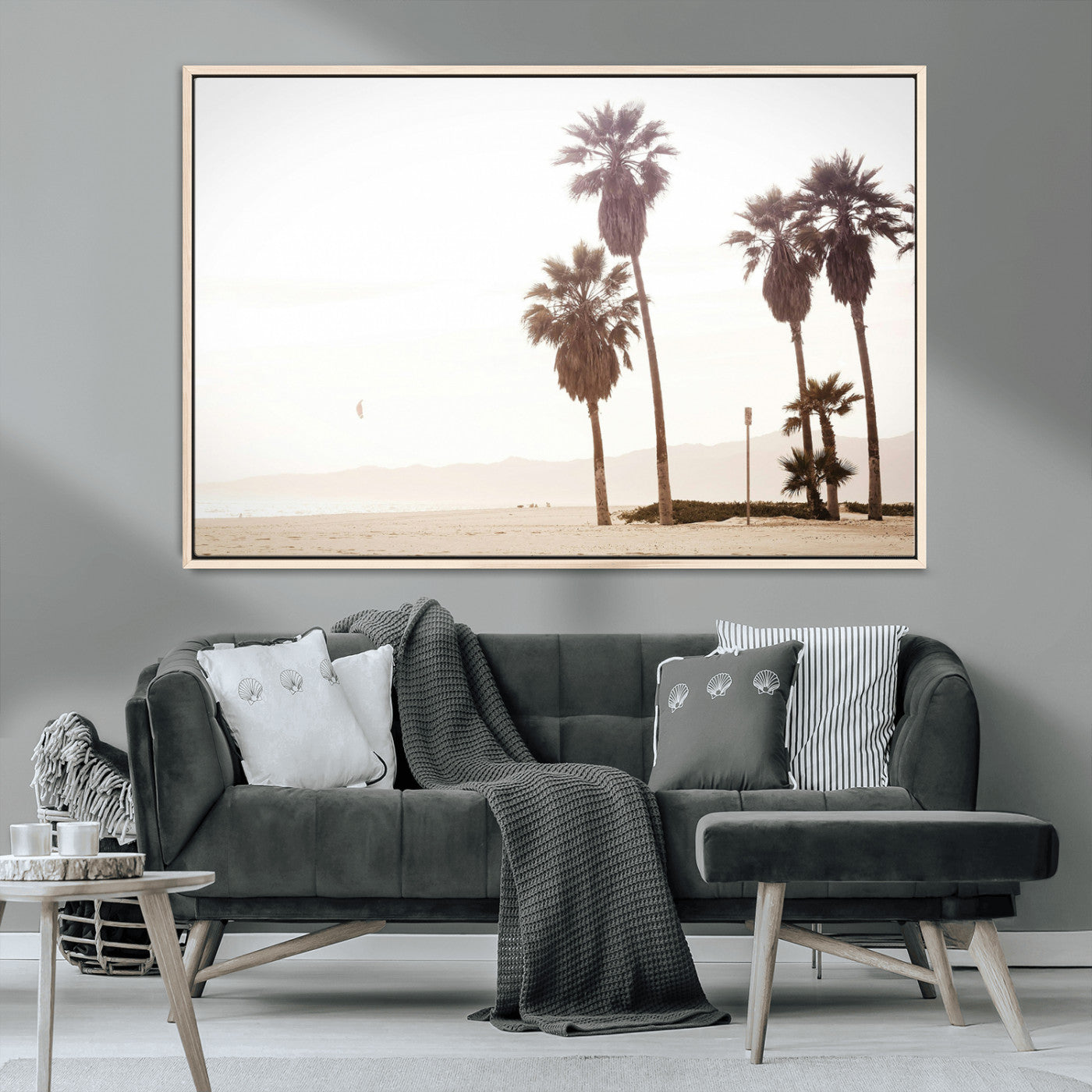 MGV-FC-36X24 - Coastal Light Wall Art Canvas Print, Framed Relaxing Shoreline Art Picture Print, Minimalist Ocean Perfect Tropical Serenity Decor Artwork