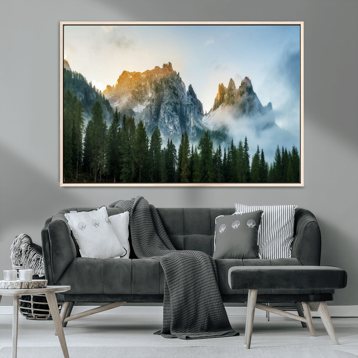 MGV-FC-36X24 - Wilderness Wall Art Wall Art Canvas Print, Framed Nature Landscape Decor Art Picture Print, Misty Forest Photography Perfect Rustic Nature Decor Artwork