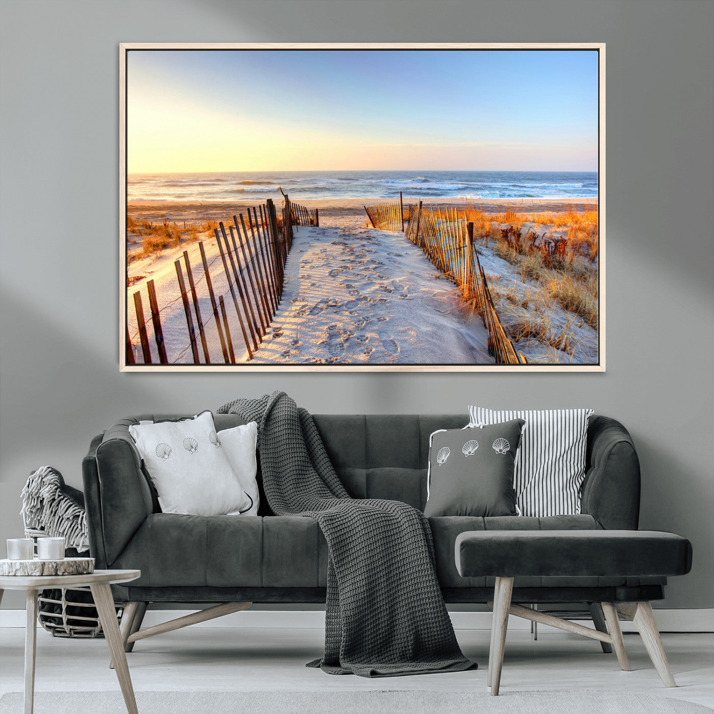 MGV-FC-36X24 - Ocean Sunset Wall Art Wall Art Canvas Print, Framed Nautical Photography Art Picture Print, Summer Beach House Decor Perfect Coastal Serenity Decor Artwork