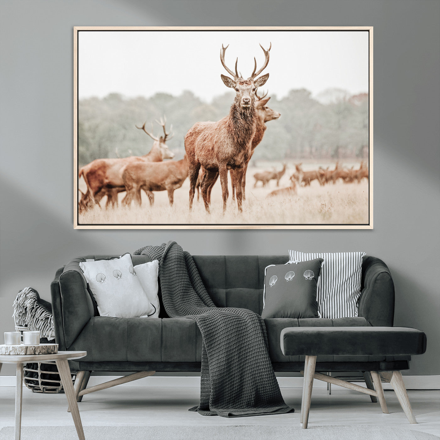 MGV-FC-36X24 - Rustic Nature Art Wall Art Canvas Print, Framed Stag Canvas Print Art Picture Print, Woodland Decor Perfect Rustic Lodge Decor Artwork