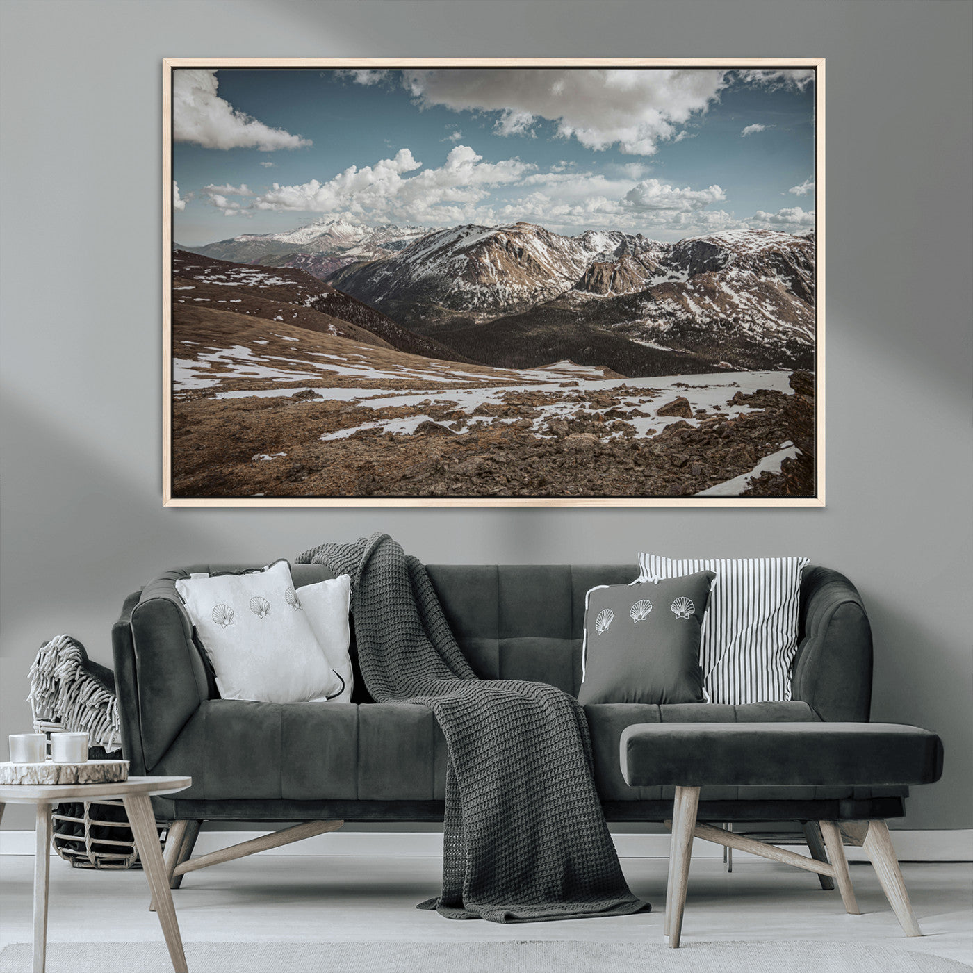 MGV-FC-36X24 - Mountain Landscape Wall Art Canvas Print, Framed Snowy Peaks Art Picture Print, Rugged Highlands Perfect Rustic Adventure Decor Artwork