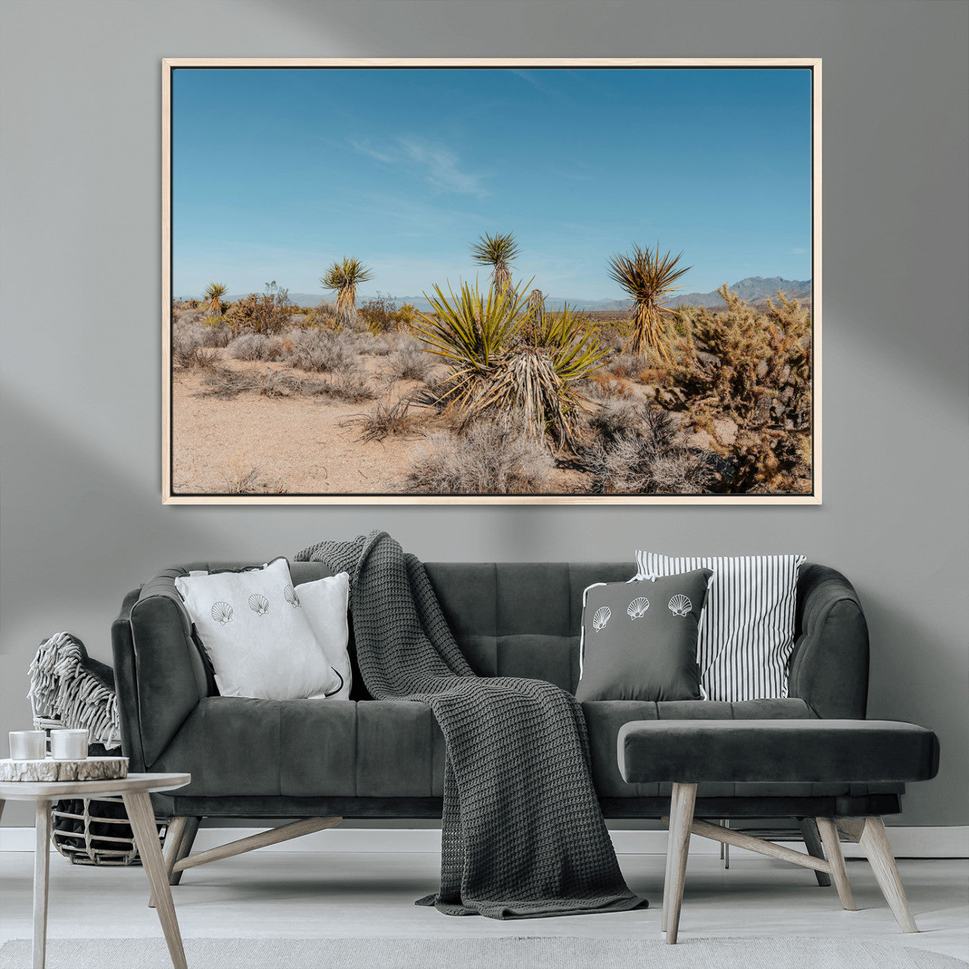 MGV-FC-36X24 - Joshua Tree Wall Art Canvas Print, Framed Desert Landscape Art Picture Print, Warm Earth Tones Perfect Southwestern Minimalist Decor Artwork