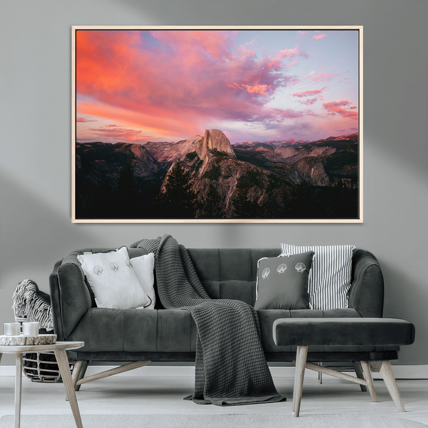 MGV-FC-36X24 - Half Dome Wall Art Canvas Print, Framed Yosemite National Park Art Picture Print, Dramatic Sunset Perfect Adventurous Wilderness Decor Artwork