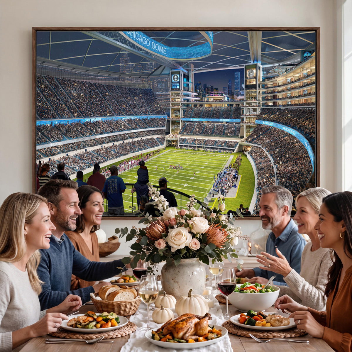 41816511-MGV-CV-36X24 - Chicago Dome Stadium Wall Art Canvas Print, Framed Modern Decor
