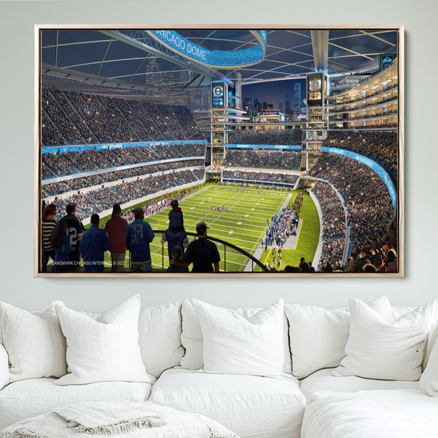 41816511-MGV-FC-36X24_Natural-Chicago Bears Soldiers Field Wall Art Canvas Print – Framed Football Stadium Artwork for Sports Fans, Soldier Field Skyline Canvas Decor for Game Room or Man Cave