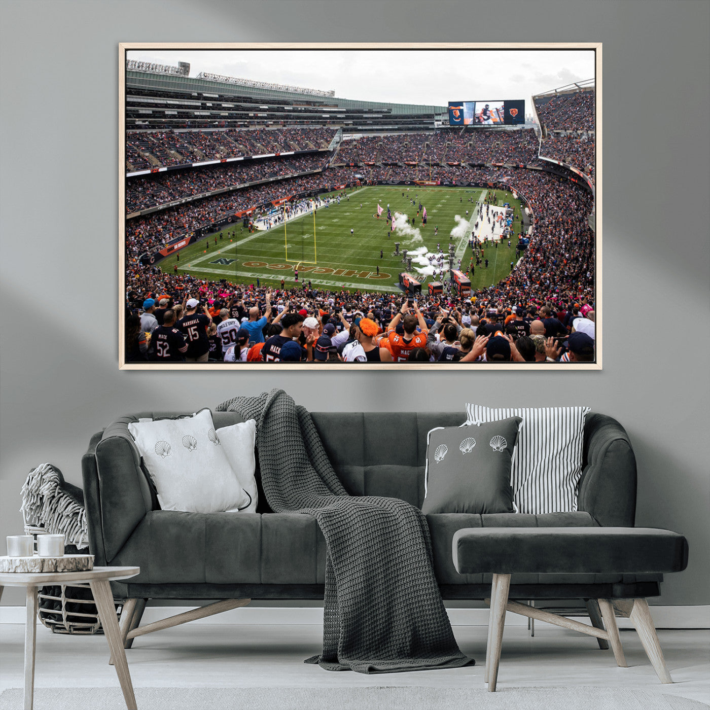 18347149-MGV-CV-36X24-Chicago Bears Soldiers Field Wall Art Canvas Print – Framed Football Stadium Artwork for Sports Fans, Soldier Field Skyline Canvas Decor for Game Room or Man Cave