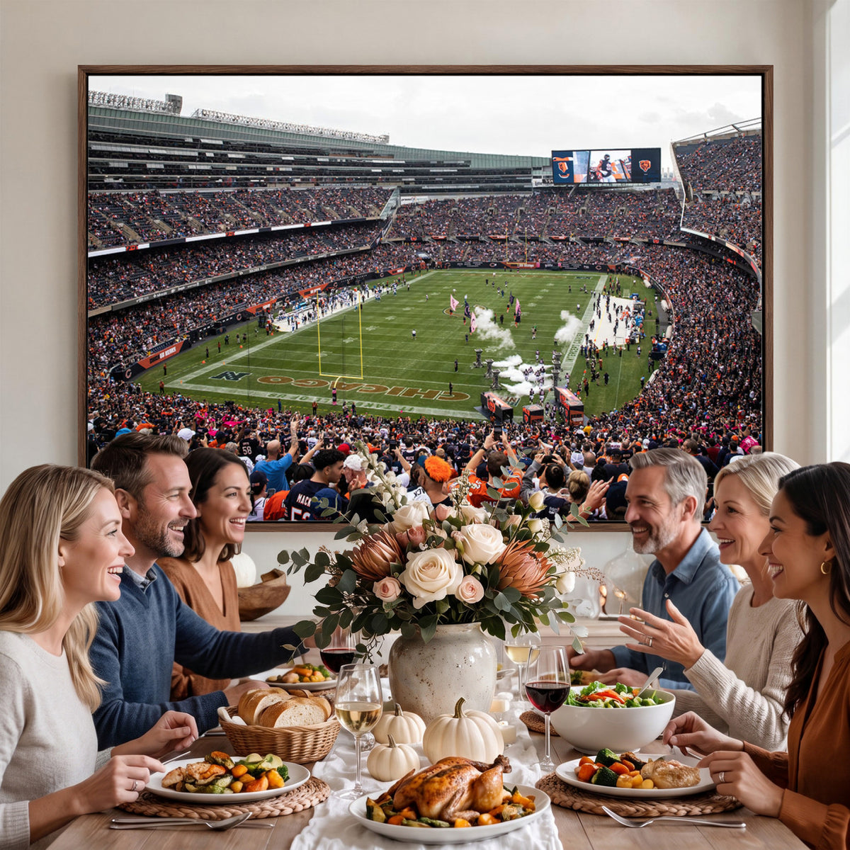 18347149-MGV-CV-36X24 - Chicago Bears Soldier Field Wall Art Canvas Print – Framed Football Stadium Artwork Team Spirit for home, office