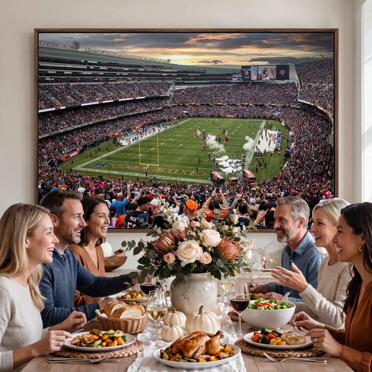 87578930-PAN-FL-20X10 - Chicago Bears Soldiers Field Wall Art Canvas Print, Home Bar Wall Decor