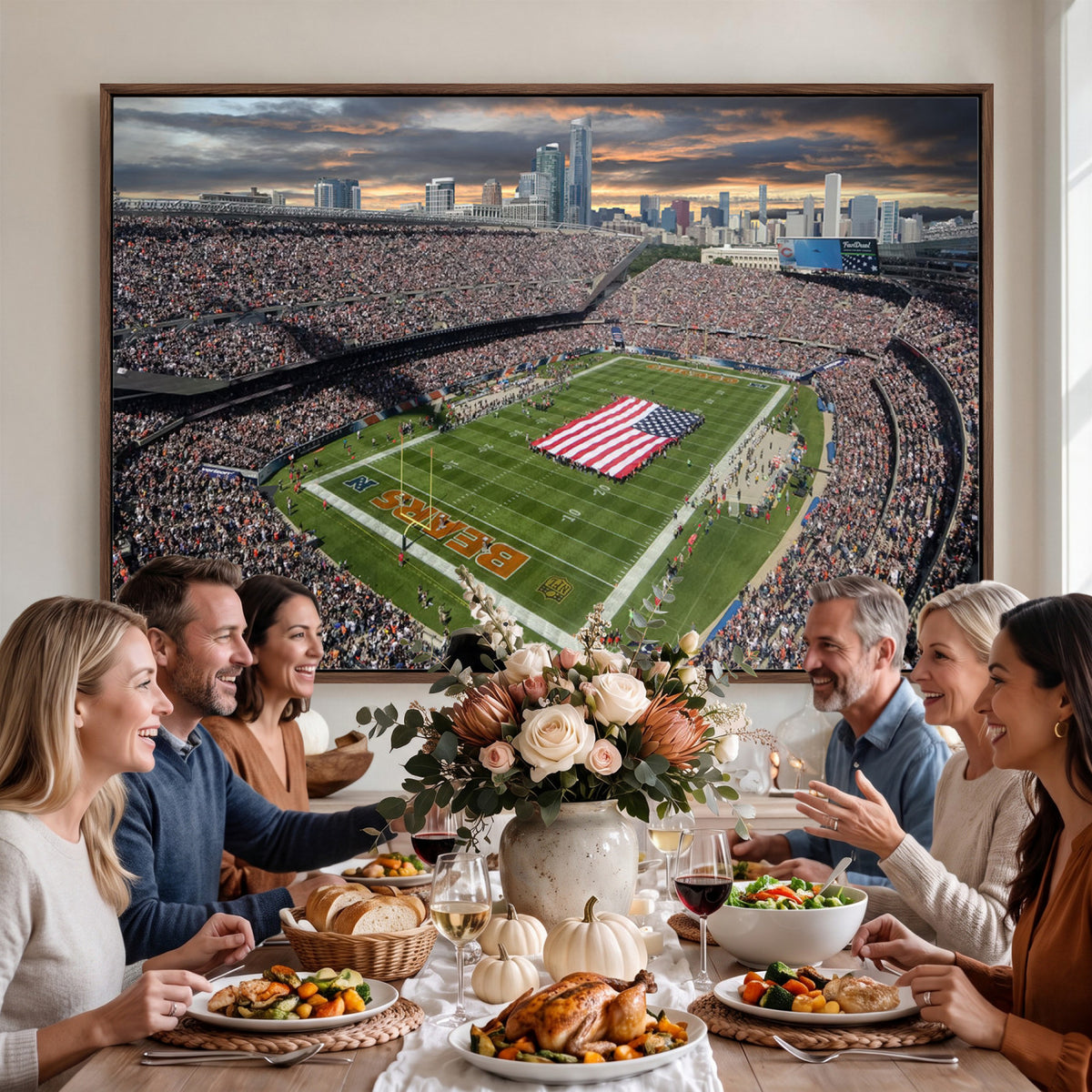 98106777-PAN-FL-20X10 - Chicago Bears Soldiers Field Wall Art Canvas Print, Extra Large Game Room Wall Decor