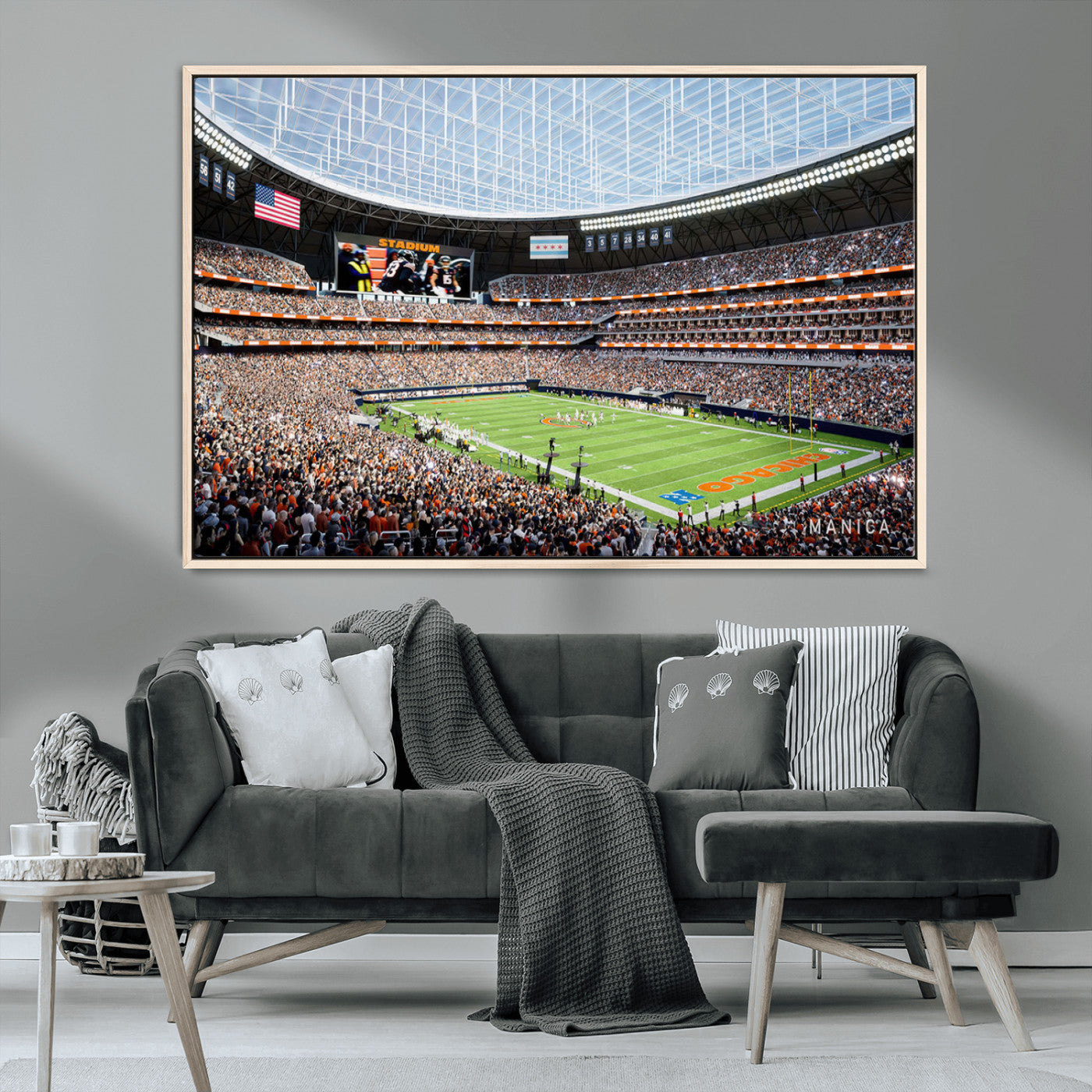 MGV-FC-36X24 - Chicago Bears Soldiers Field Wall Art Canvas Print – Framed Football Stadium Artwork for Sports