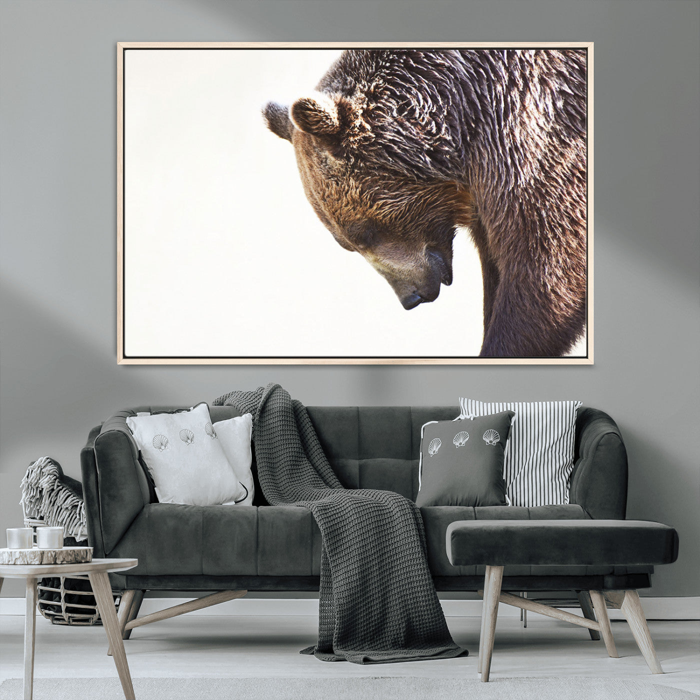 Majestic Bear Portrait - Capture the raw beauty of a bear in a detailed close-up, perfect for your Wall Art Canvas Print collection