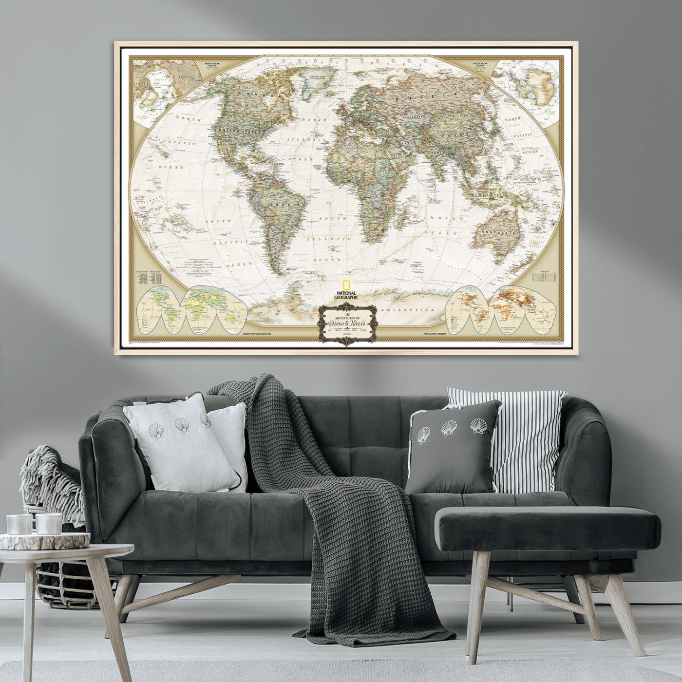 62071694-MGV-CV-36X24-Custom Push Pin World Map Wall Art Canvas Print – Personalized National Geopraphic Map for Travel