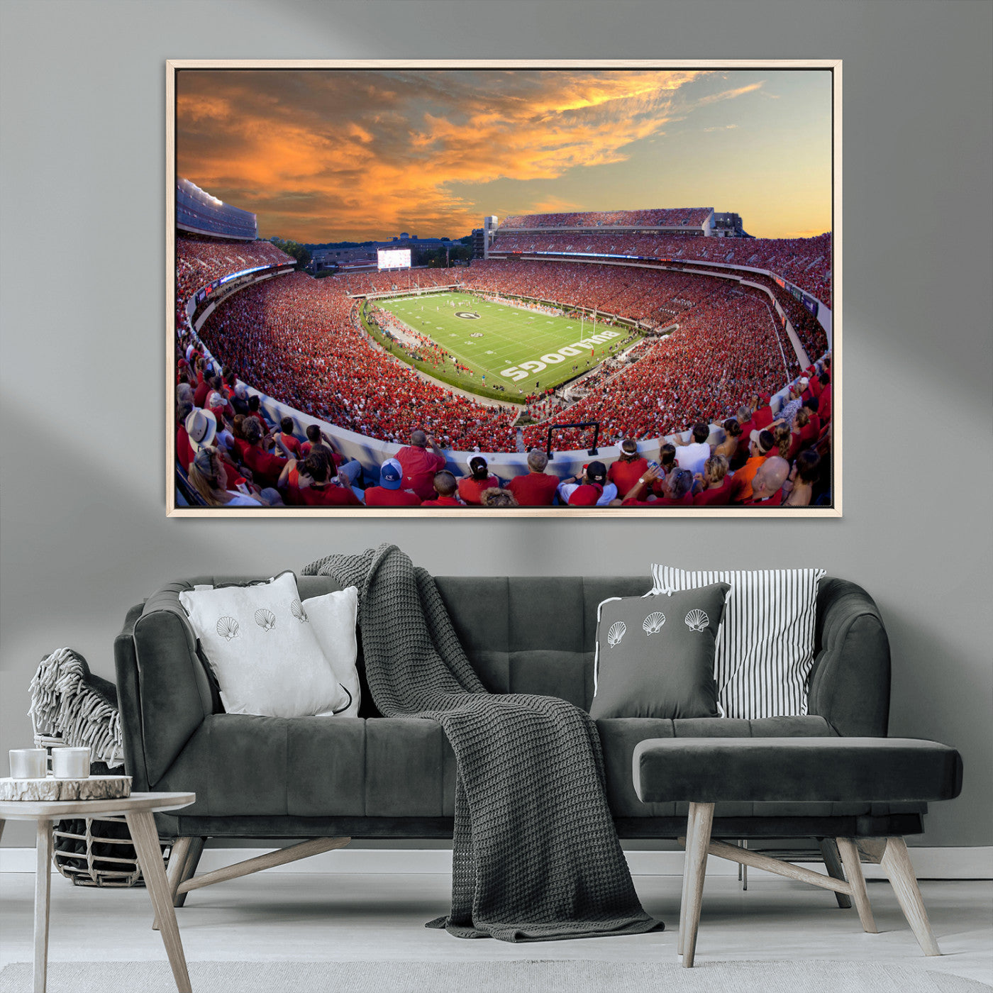 73680988-MGV-CV-36X24-Dooley Stadium Wall Art Print, Sports Arena Canvas Wall Art, Dooley Field at Sanford Stadium Canvas Print, Modern Athletic Field Art Printing
