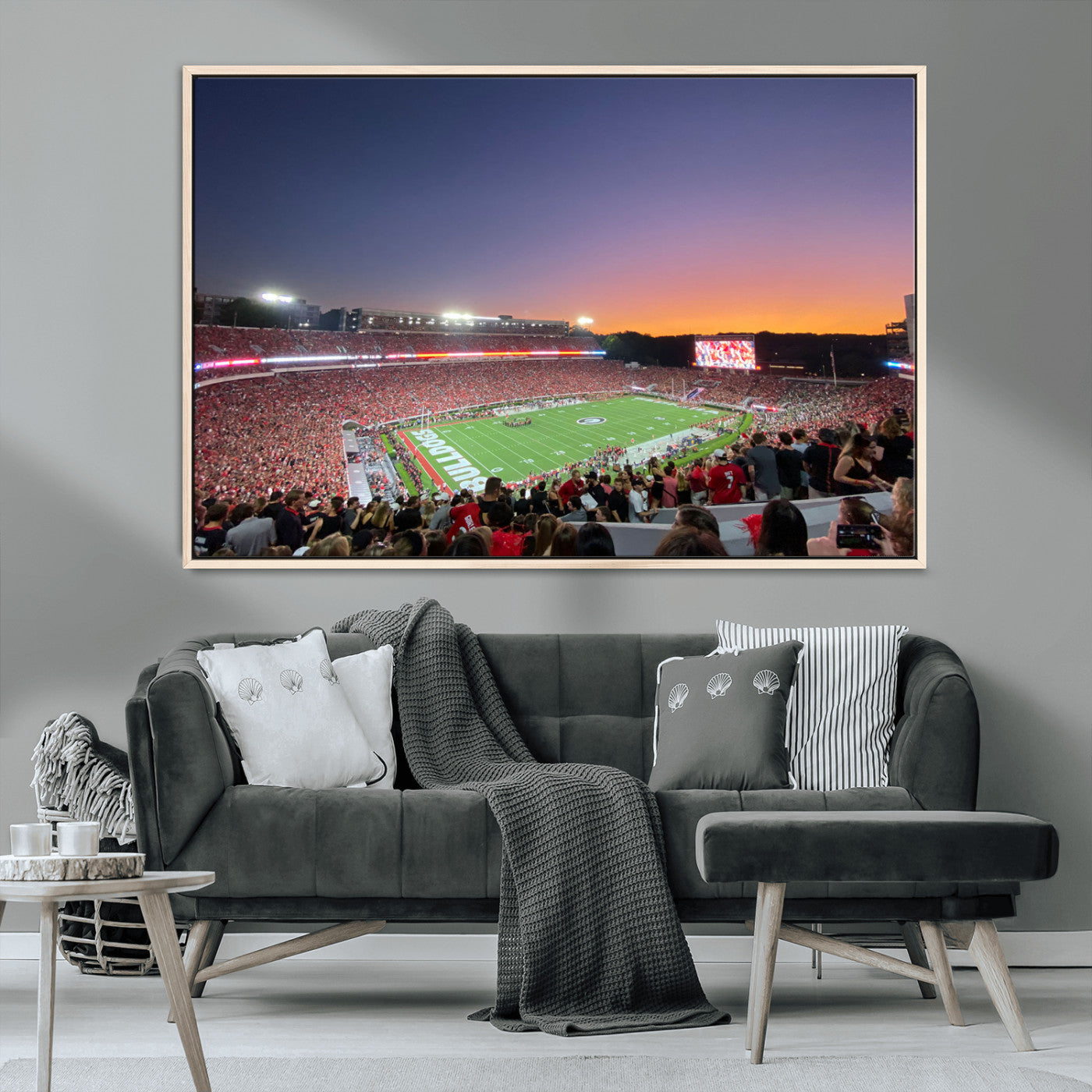25139565-MGV-CV-36X24-Dooley Stadium Wall Art Print, Sports Arena Canvas Wall Art, Dooley Field at Sanford Stadium Canvas Print, Modern Athletic Field Art Printing