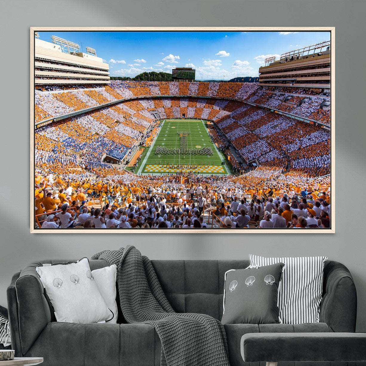 77097951-MGV-FC-36X24 - Tennessee Neyland Stadium Wall Art, Sports Arena Canvas Print, Panoramic Stadium Canvas Artwork for Home, Office