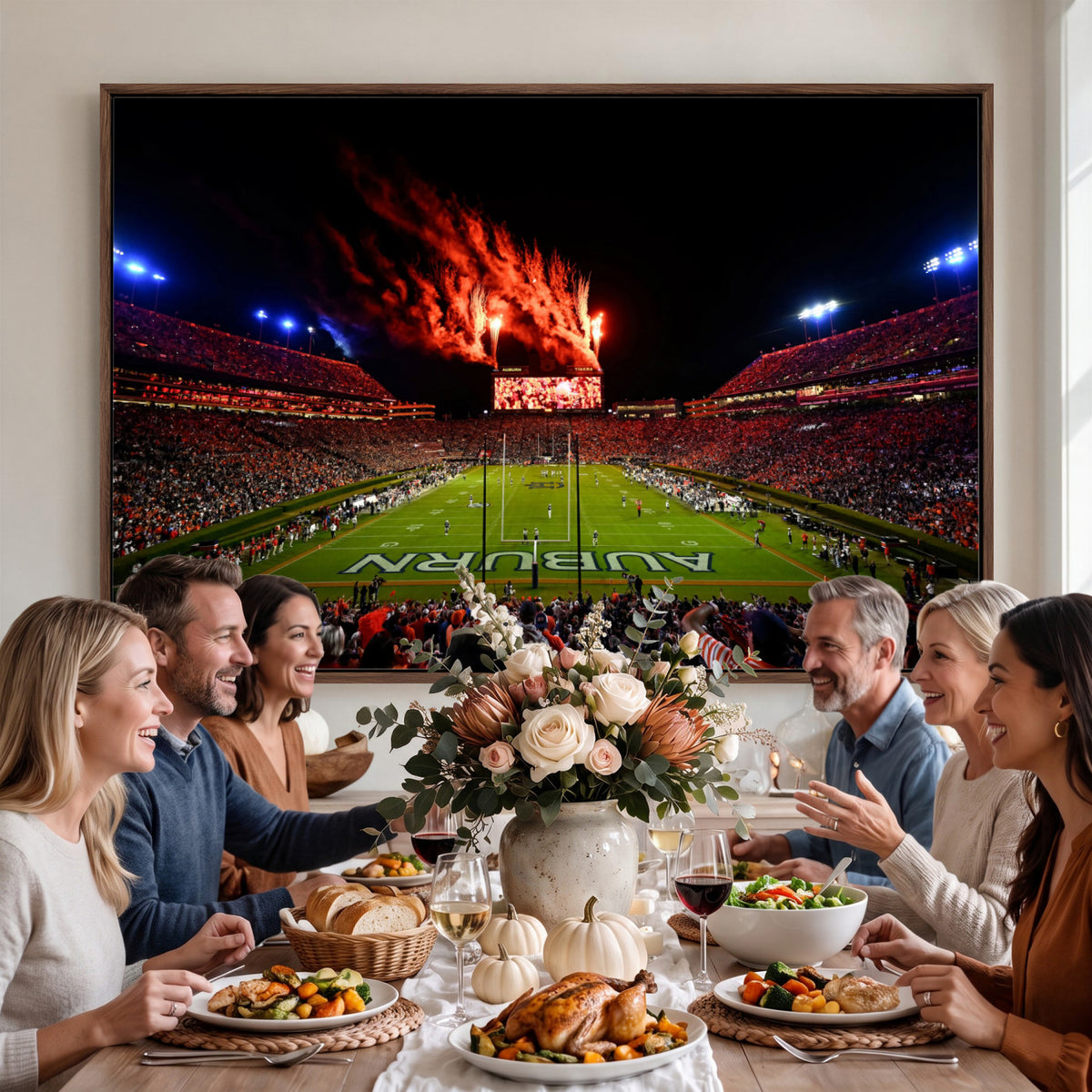 59046876-MGV-CV-36X24 - Jordan-Hare Football Stadium Wall Art Canvas Print, Football Stadium Aerial View