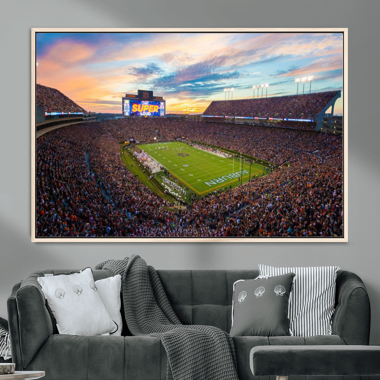 29755746-MGV-FC-36X24_Natural-Jordan-Hare Stadium Wall Art Canvas Print, Football Stadium Aerial View, College Sports Art for Man Cave or Game Room