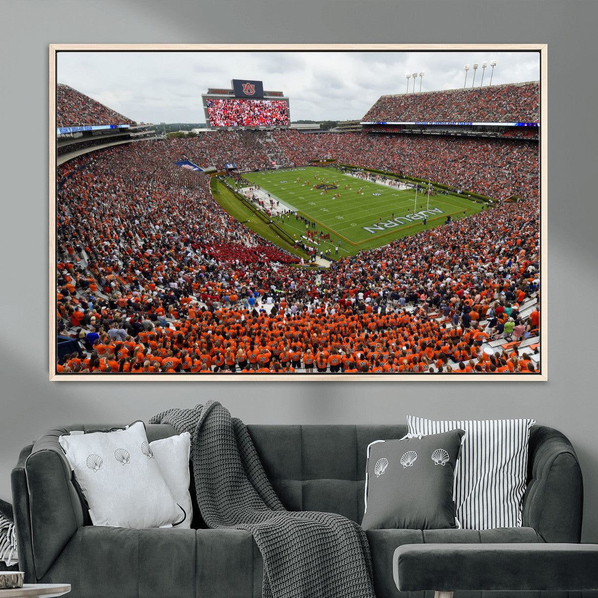 39597998-MGV-CV-36X24-Jordan-Hare Stadium Wall Art Canvas Print, College Sports Art for Man Cave or Game Room, Framed Alabama Football Decor