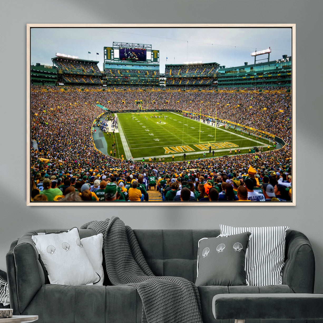 GBP101-MGV-FC-36X24 - Green Bay Packers Lambeau Field Stadium Wall Art Canvas Print, Iconic NFL Football Stadium Artwork, Wisconsin Sports Home Decor