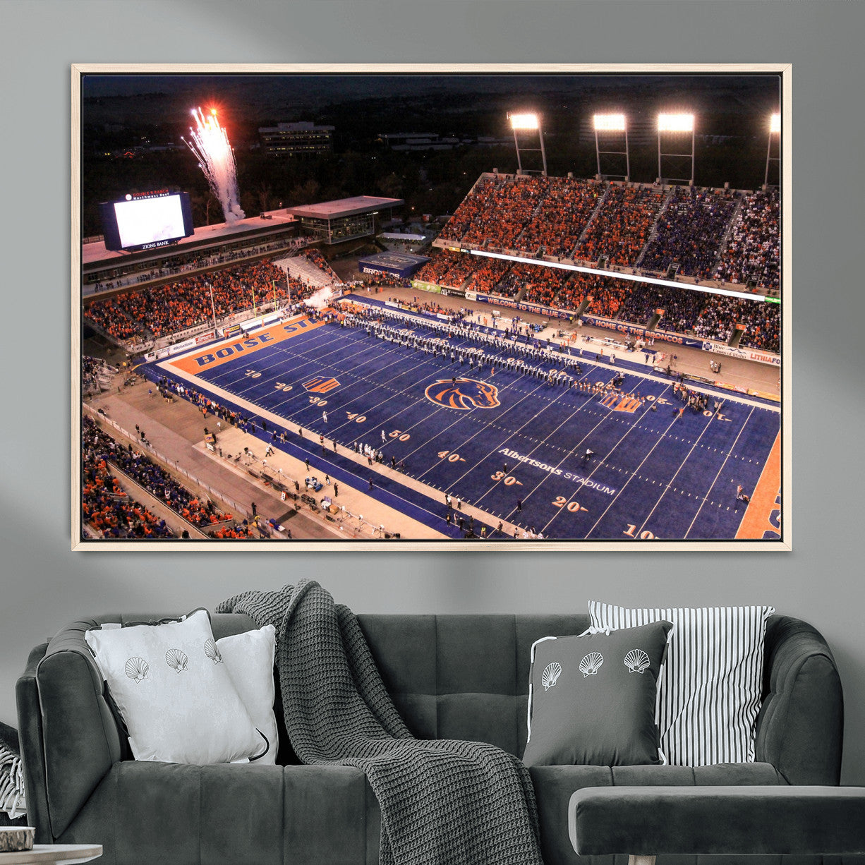 BS1001S-MGV-FC-36X24 - Boise State Broncos Albertsons Stadium Wall Art Canvas Print